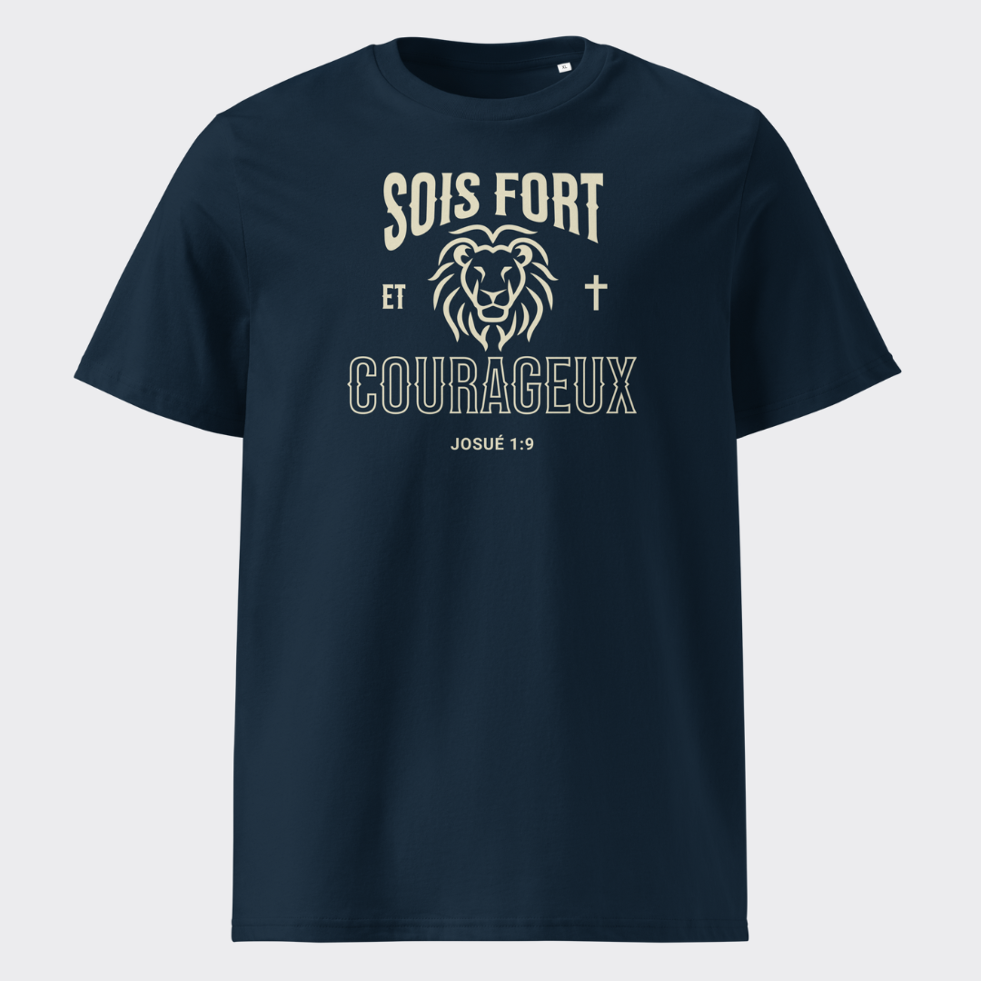 T-shirt unisexe en coton "SOIS FORT ET COURAGEUX"