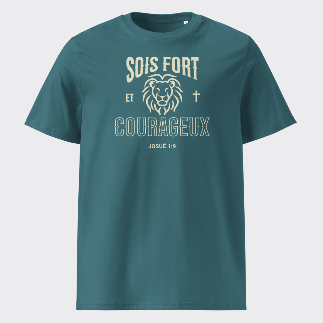 T-shirt unisexe en coton "SOIS FORT ET COURAGEUX"